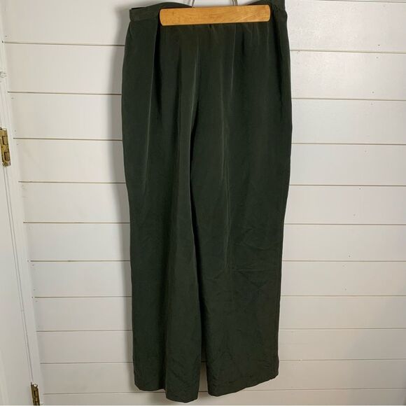 Vintage Kasper ASL 100% silk Pants Women’s Green high-rise wide leg size 14 - Picture 5 of 13